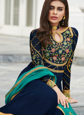 Faux Georgette Embroidered Trendy Anarkali Salwar Suit