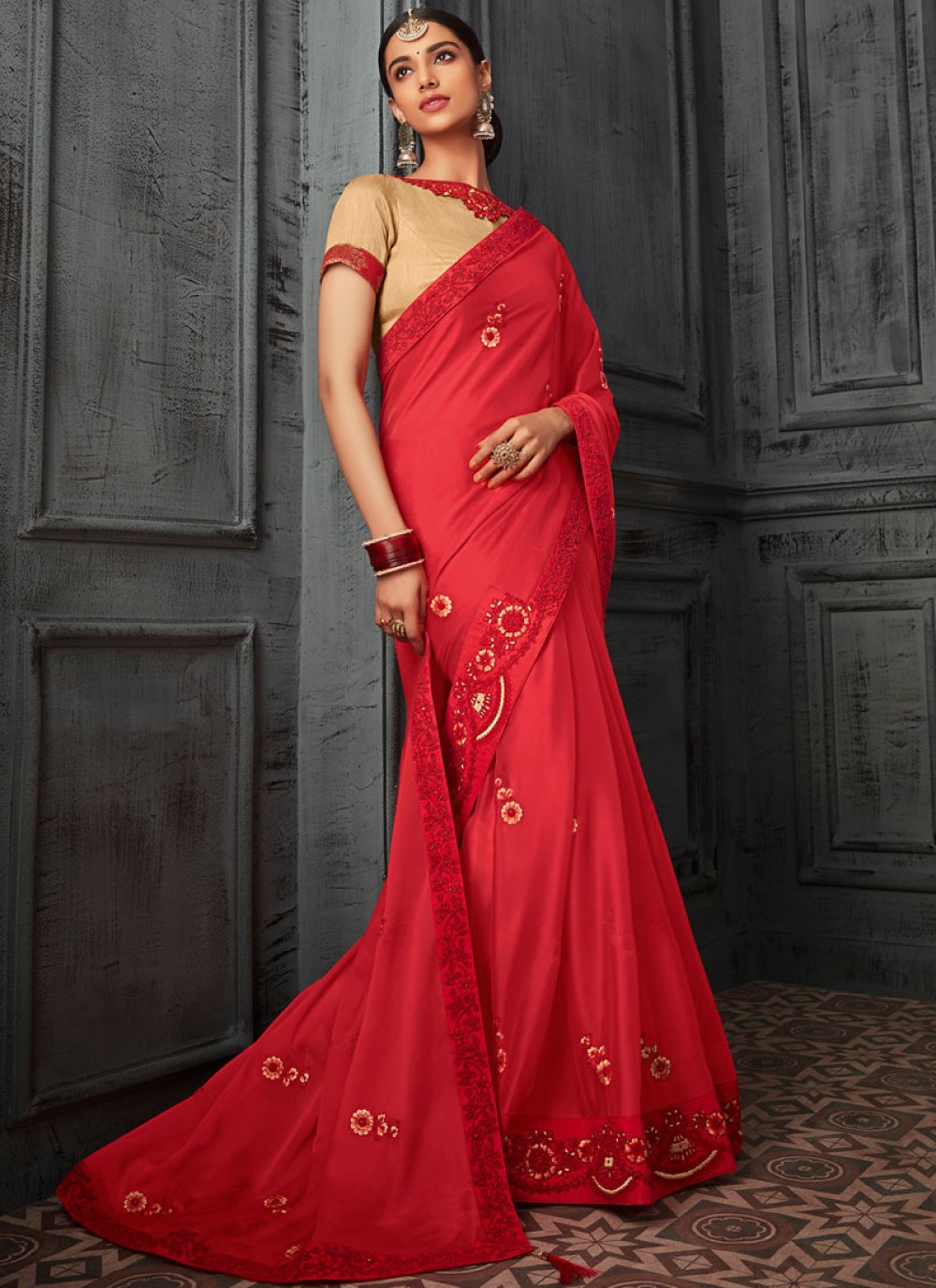 new model stone saree