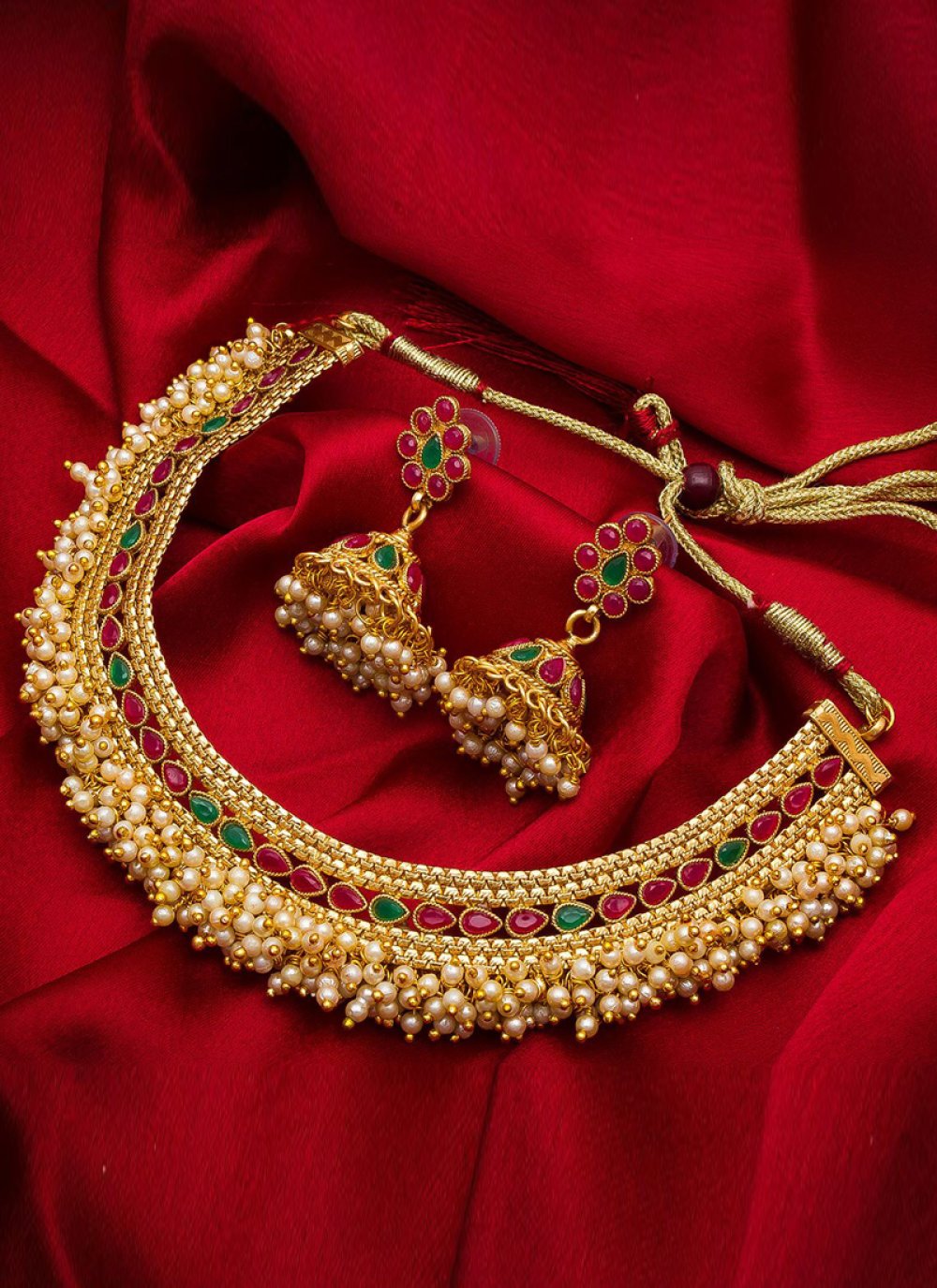 Gold Kundan Mehndi Necklace Set buy online