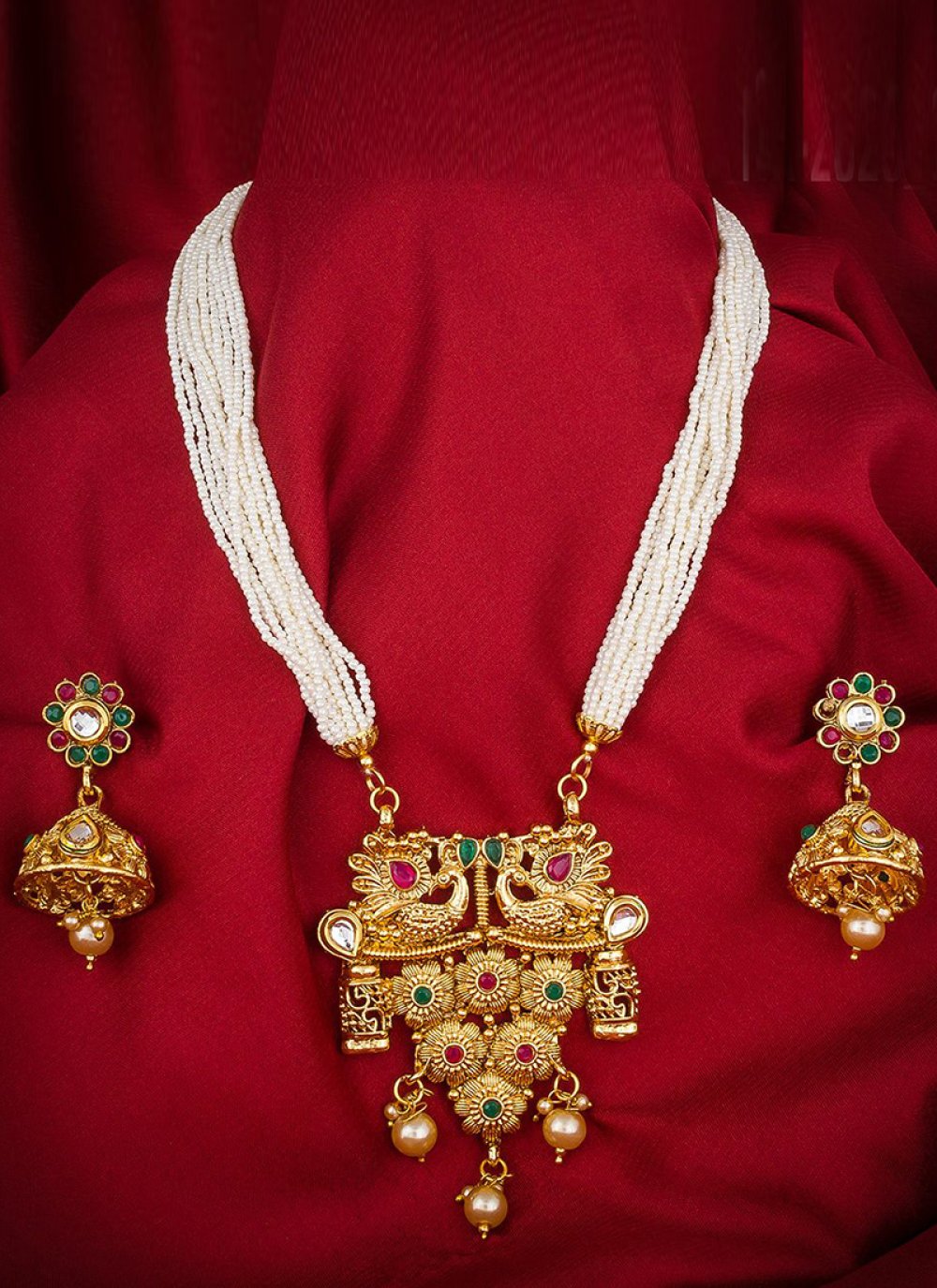 Gold Stone Work Necklace Set