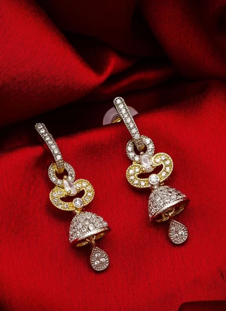 Gold Stone Work Reception Ear Rings
