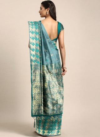 Green and Teal Color Trendy Saree