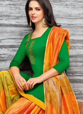 Green Art Silk Designer Patiala Suit