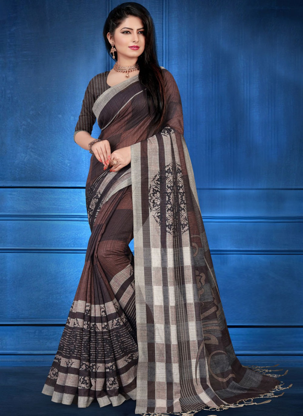 Brown Art Silk Designer Traditional Saree