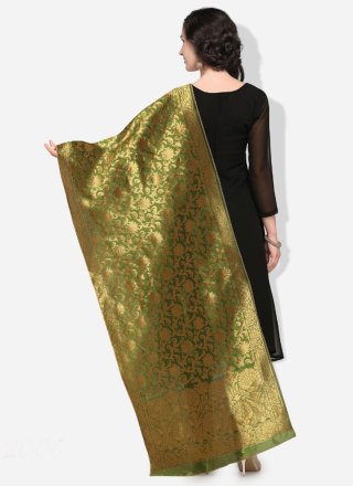 Green Banarasi Silk Designer Dupatta