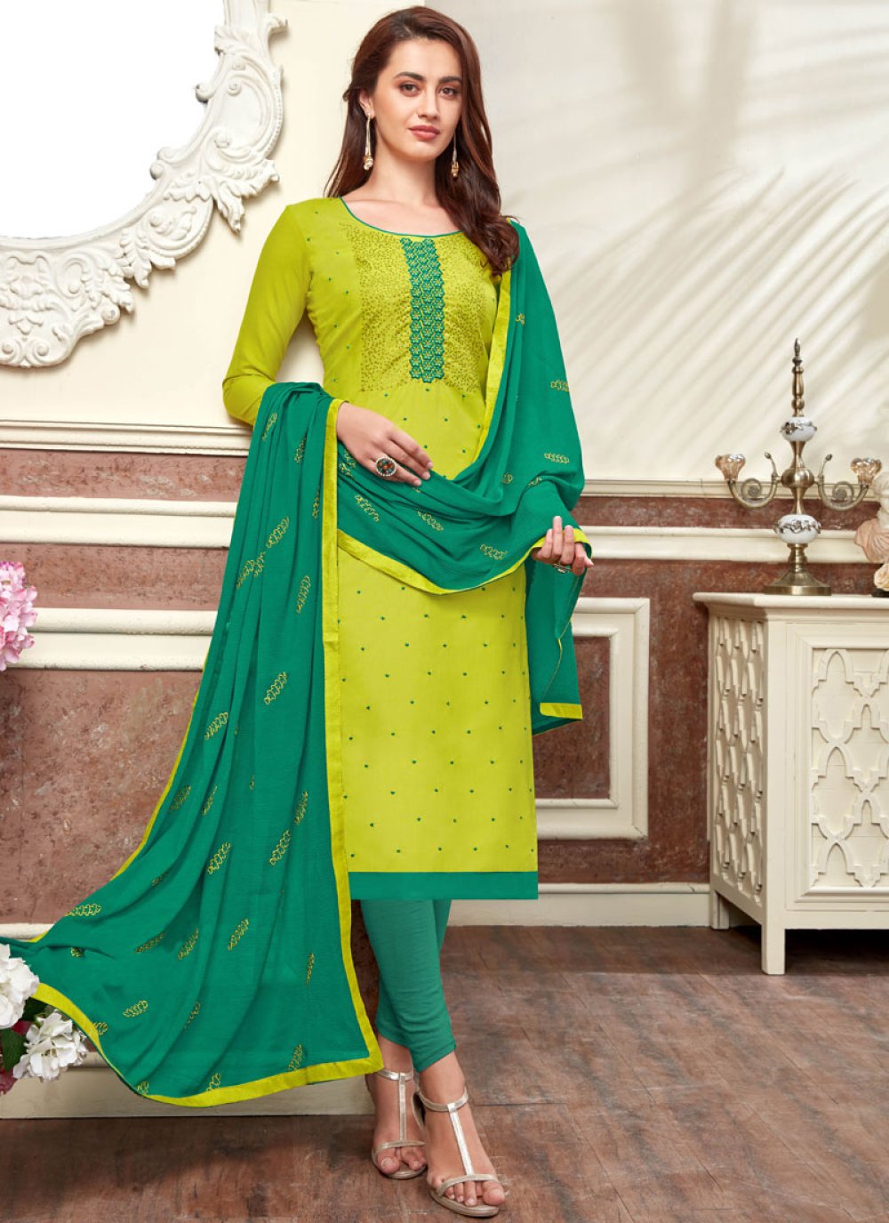 green churidar designs