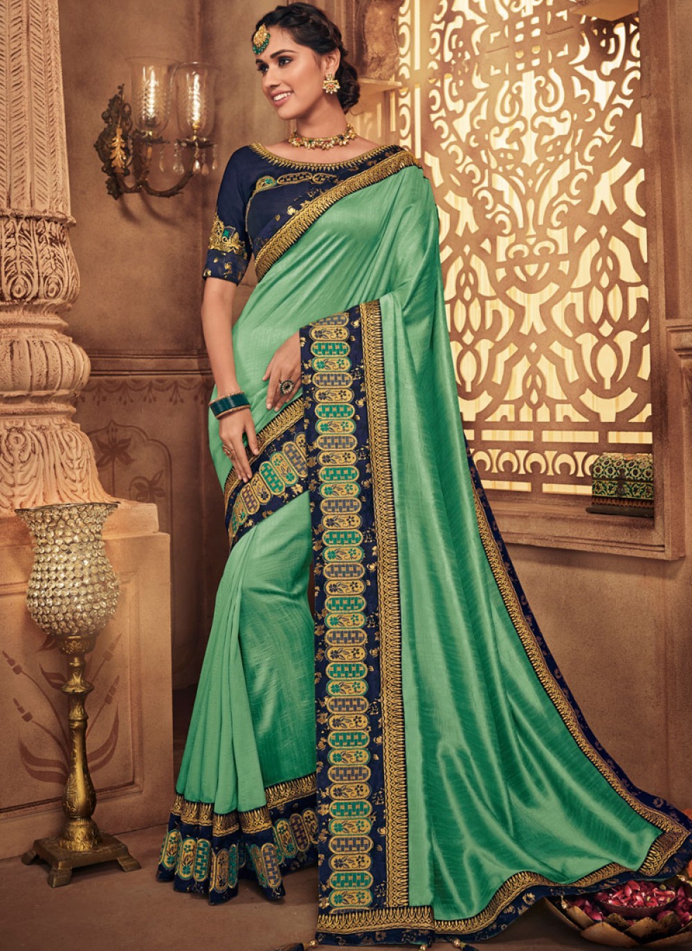 Shop Online Green Color Traditional Designer Saree : 132865 - Saree