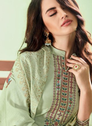 Green Embroidered Ceremonial Pant Style Suit