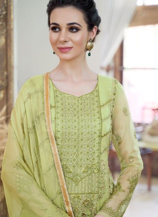 Green Embroidered Palazzo Designer Salwar Kameez