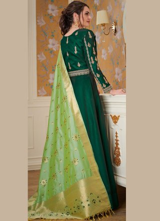 Green Festival Readymade Gown 