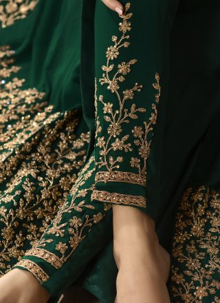 Green Georgette Embroidered Designer Salwar Kameez