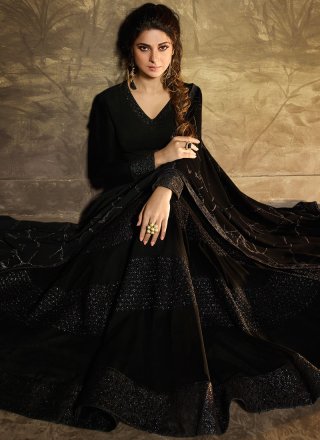 Black Georgette Sangeet Anarkali Salwar Suit