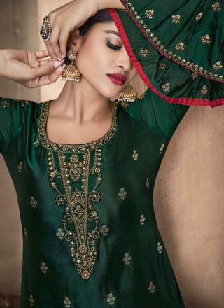 Green Mehndi Banglori Silk Churidar Suit
