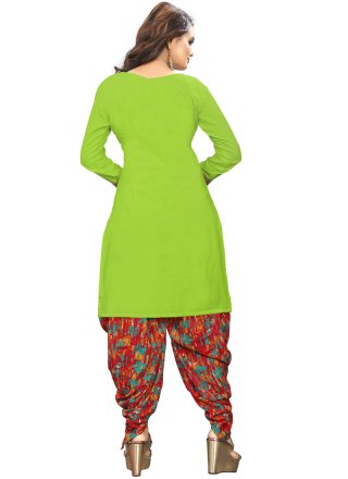 Green Poly Cotton Punjabi Suit