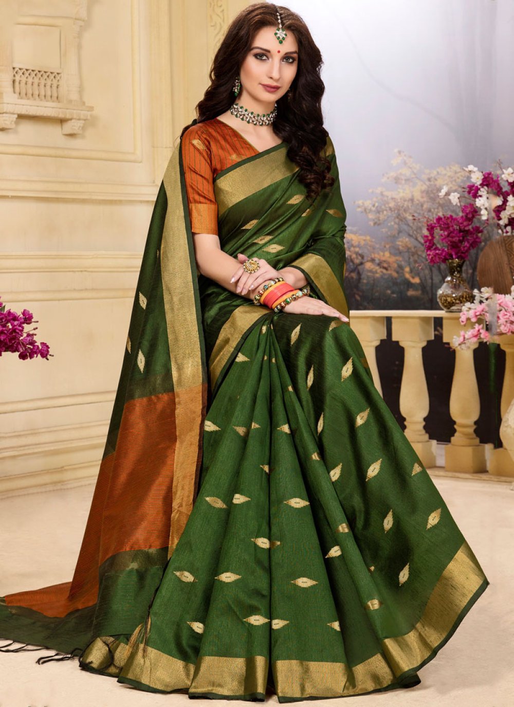 Buy Online Green Traditional Saree : 111602