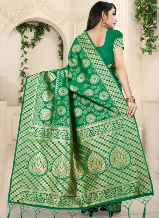 Green Woven Designer Saree