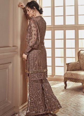 Grey Net Designer Pakistani Suit