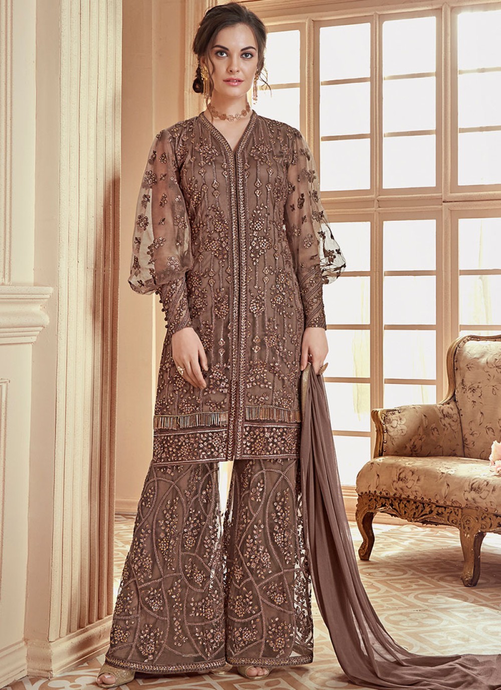 Buy Dhrishafashion® Women's Georgette Semi Stitched Pakistani Salwar Suit  (Anakali Gown pakistani suit-SF171470 Black Free Size) at Amazon.in