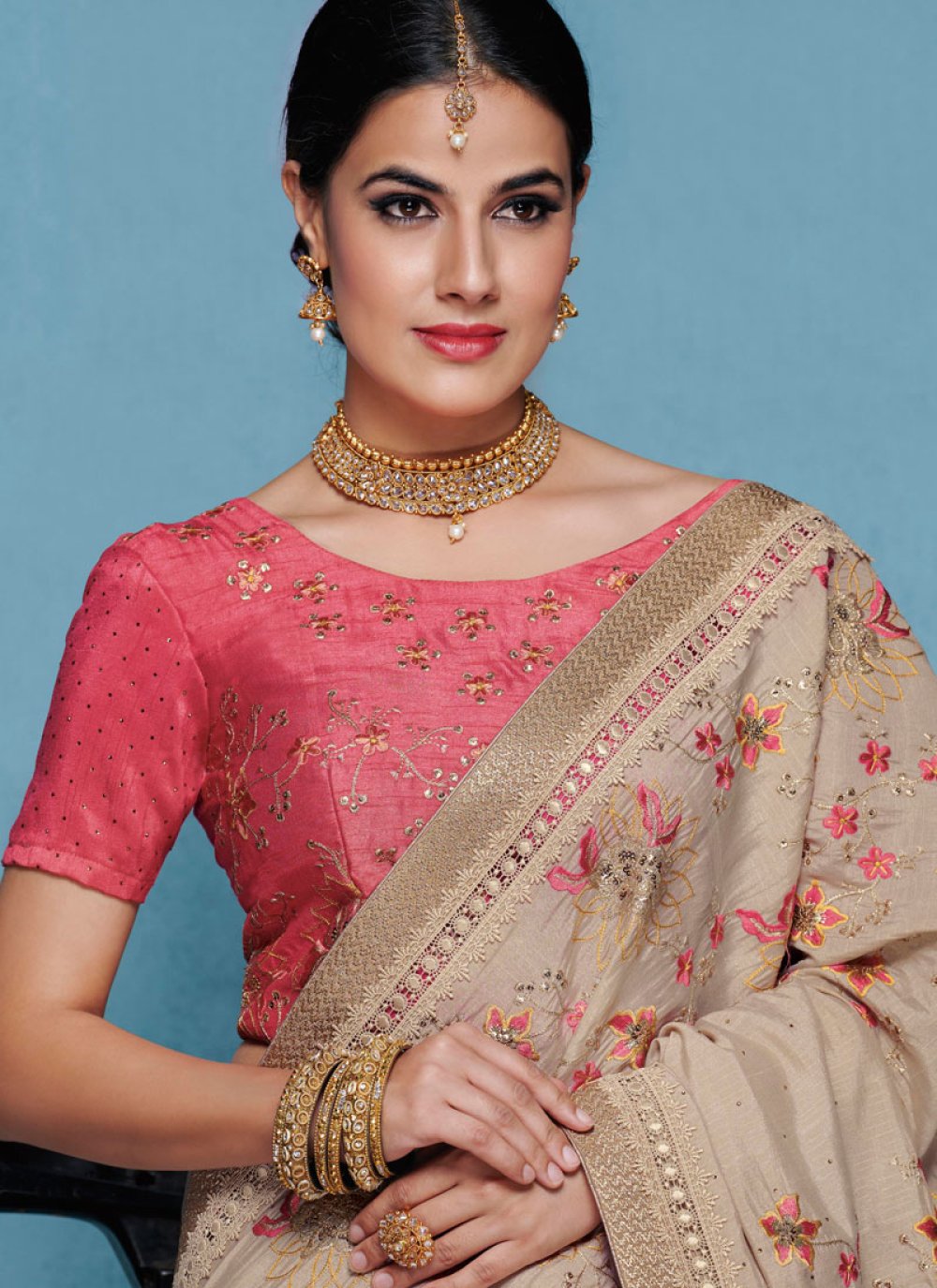 khan saree grey colour