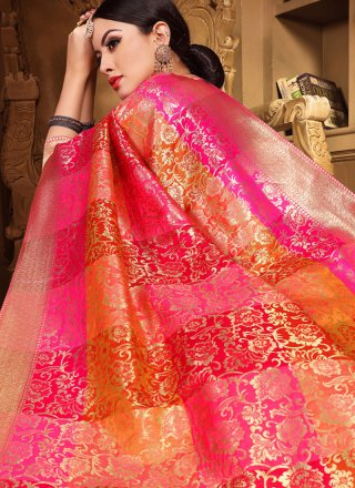 Hot Pink Art Silk Designer Traditional Saree