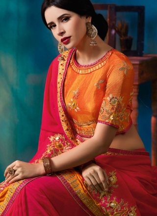 Hot Pink Art Silk Traditional Designer Saree