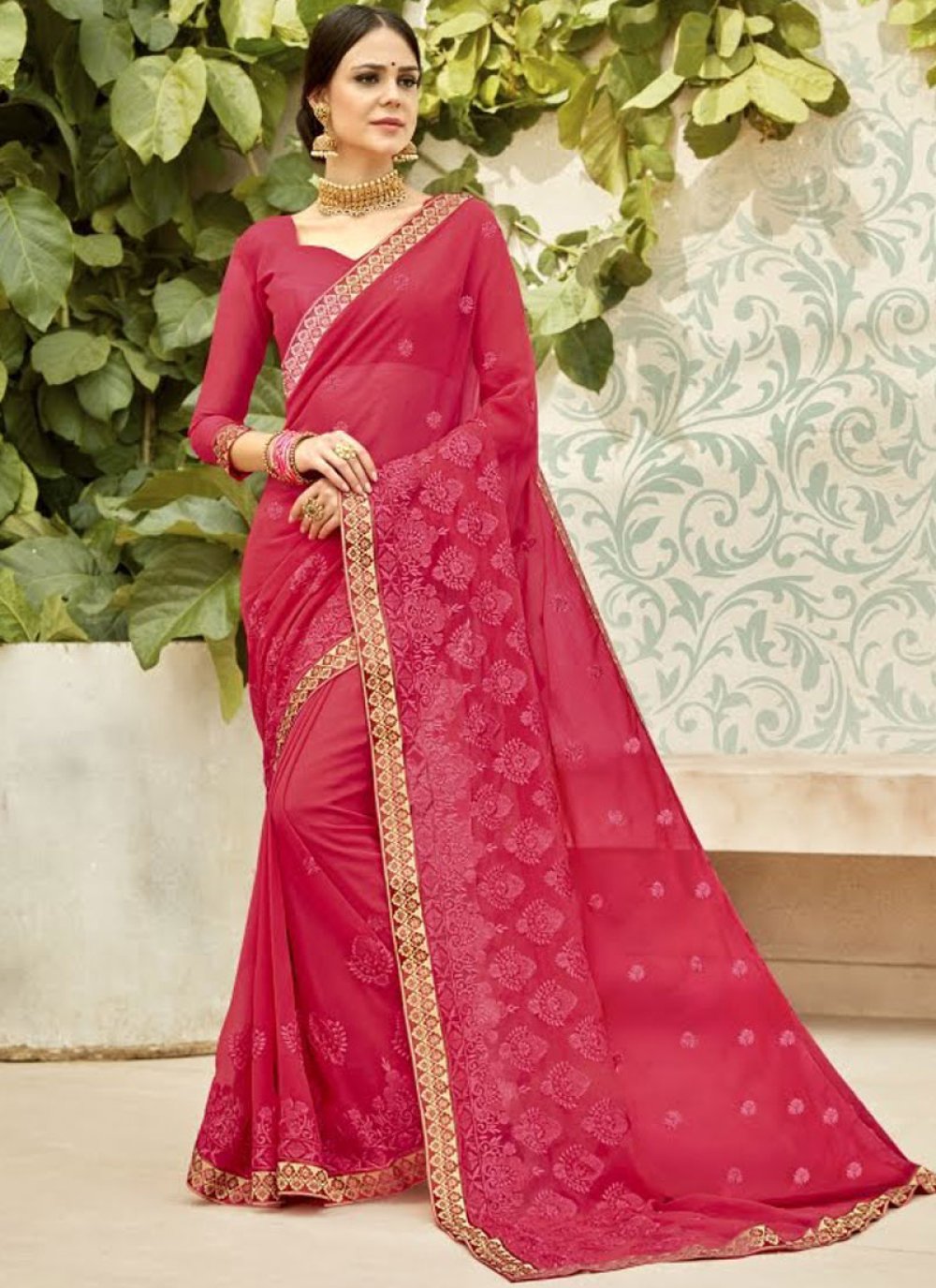 Buy Hot Pink Classic Designer Saree Online : 99901 - Designer Sarees