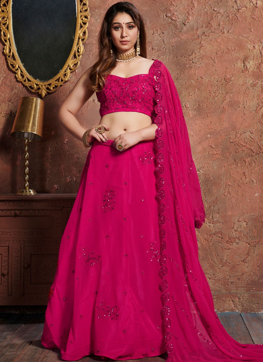 Buy Hot Pink Color Lehenga Choli Online ...