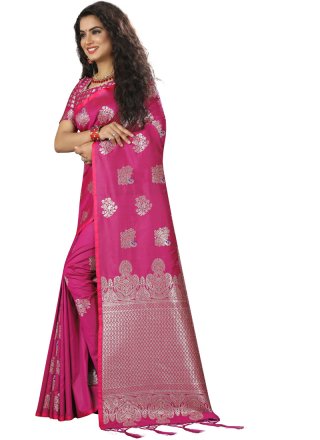 Hot Pink Traditional Designer Saree