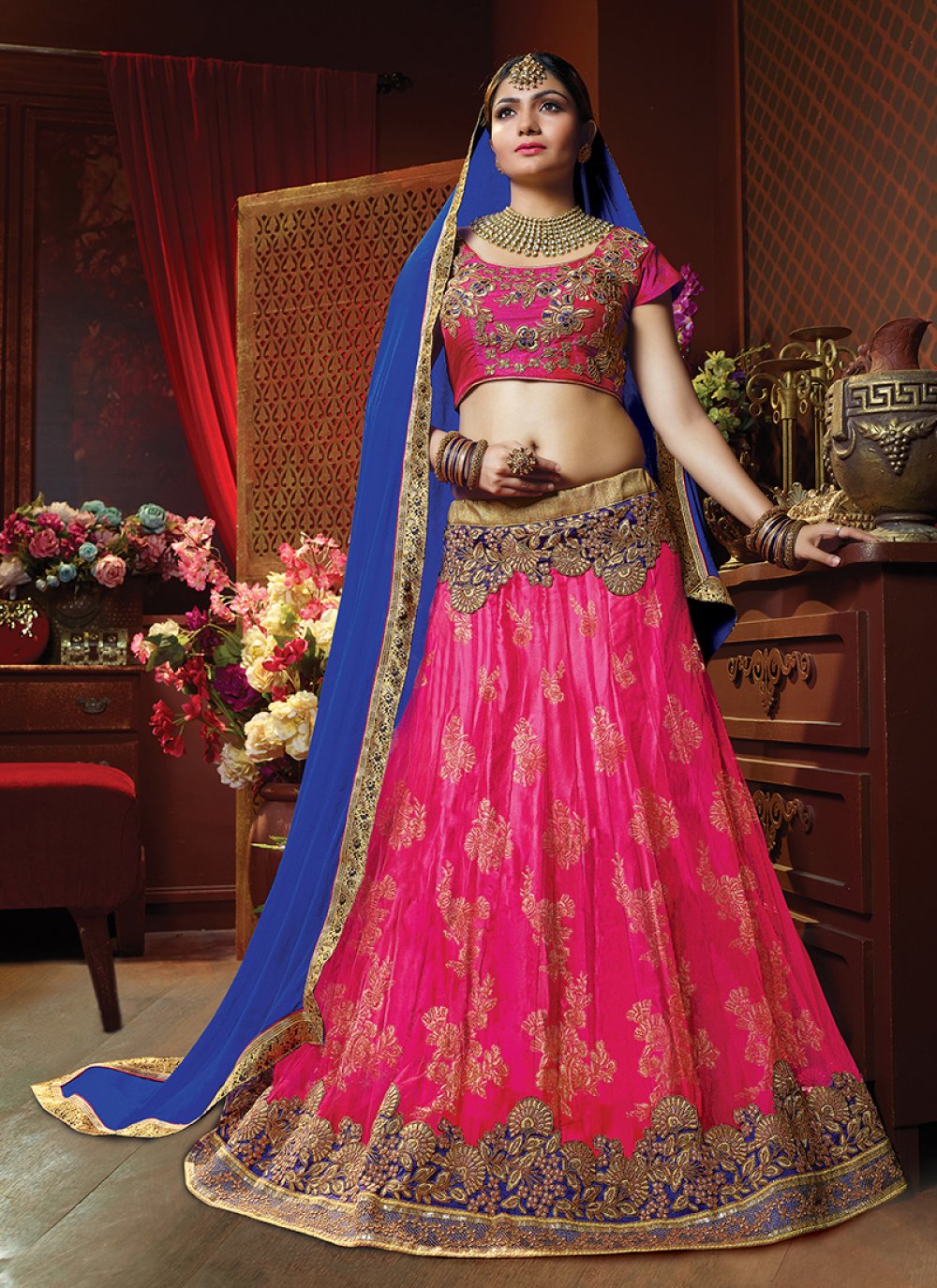 Buy Hot Pink Wedding Lehenga Choli : 115919