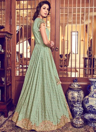 Jacquard Silk Green Designer Salwar Kameez