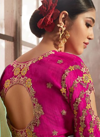 Jacquard Silk Turquoise Designer Traditional Saree