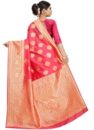 Jacquard Silk Weaving Red Classic Saree