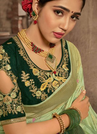Jacquard Silk Zari Designer Traditional Saree in Green