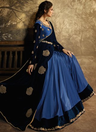 Jennifer Winget Satin Silk Resham Floor Length Anarkali Suit