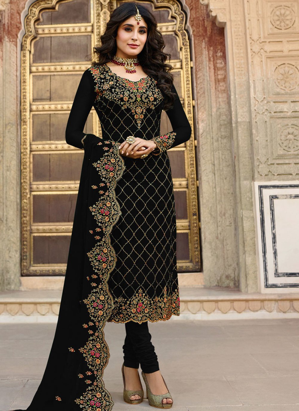 Kritika Kamra Black Festival Churidar Designer Suit