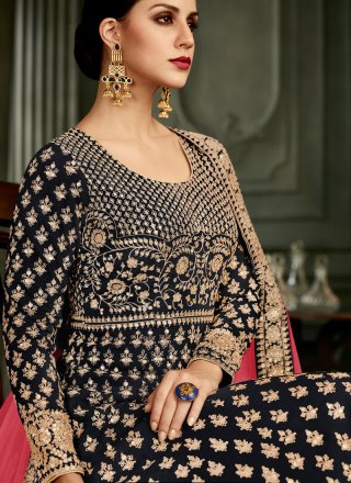 Malbari Silk  Embroidered Black Anarkali Salwar Kameez