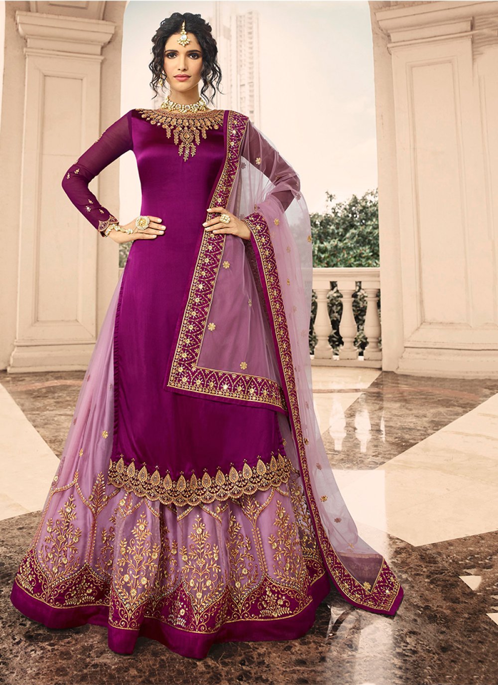 Buy online Maroon Satin Flared Lehenga from ethnic wear for Women by  Fashionuma for ₹2199 at 56% off | 2024 Limeroad.com
