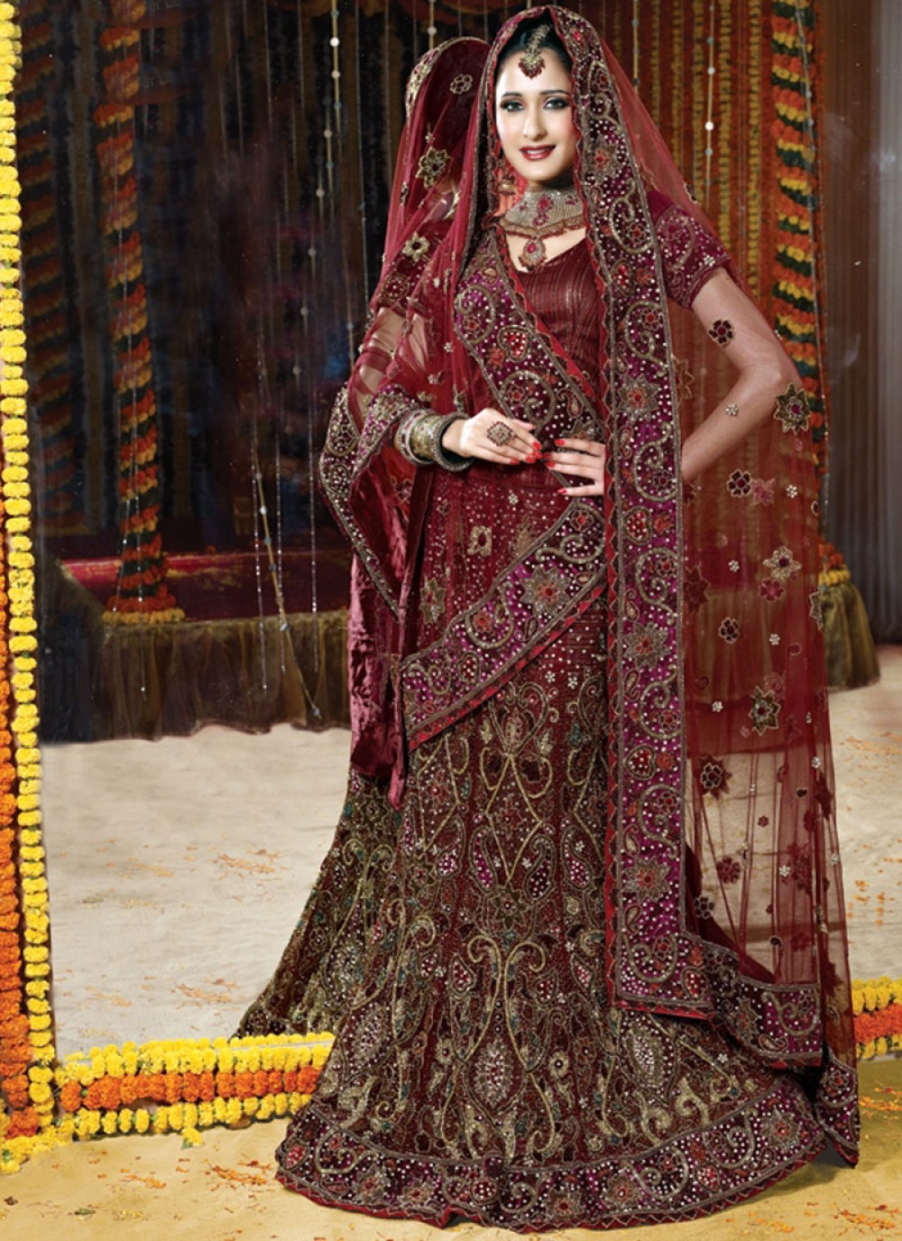 Buy Ikshita Choudhary Maroon Floral Hand Embroidered Anarkali With Dupatta  Online | Aza Fashions