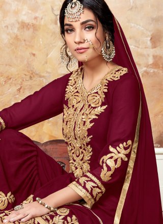 Maroon Wedding Designer Pakistani Suit