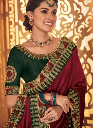 Maroon Wedding Designer Traditional Saree
