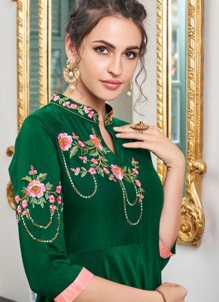 Maslin Silk Green Designer Palazzo Salwar Suit