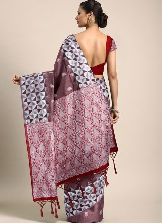 Mauve  Mehndi Art Silk Traditional Designer Saree