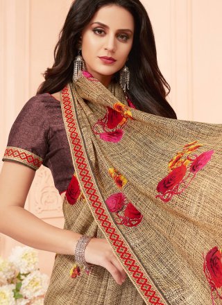 Multi Colour Abstract Print Faux Georgette Printed Saree