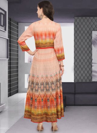 Multi Colour Abstract Print Party Wear Kurti