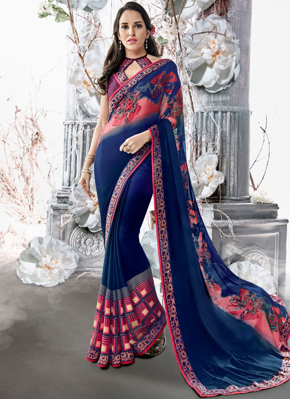 Multi Colour Abstract Print Printed Saree Multi Colour Abstract Print Printed Saree