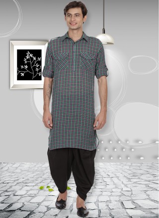 Multi Colour Cotton Sangeet Kurta Pyjama