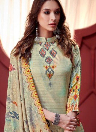 Multi Colour Embroidered Art Silk Designer Palazzo Salwar Suit