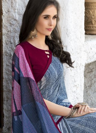 Multi Colour Printed Silk Casual Saree