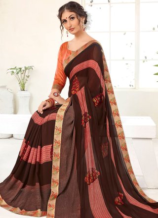 Multi Colour Weight Less Abstract Print Printed Saree