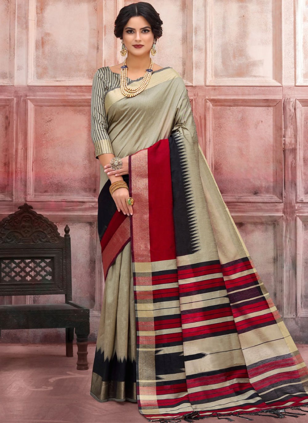 Multi Colour Woven Art Silk Traditional Designer Saree